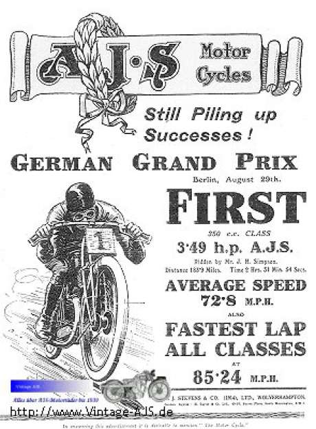 Anzeige zum Sieg bei dem Deutschen Grand-Prix