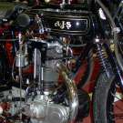 AJS Modell G6 350cc OHV auf der Stafford Motorcycle Show - Detailansicht Steuerseite Motor