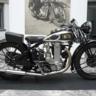 AJS Ausstellung im Foyer der Handwerkskammer Karlsruhe Sept. 2011, Norbert Krohmer Siegermaschine Ausweisklasse Hockenheim 1934