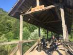 Last weekend we did a great motorcyle tour in the Slovenian mountains, the wooden bridge was strong enough to carry us. Both bikes, the SB8 and the H8 in unrestored original condition.